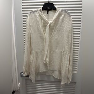 Off white tie neck BCBG blouse